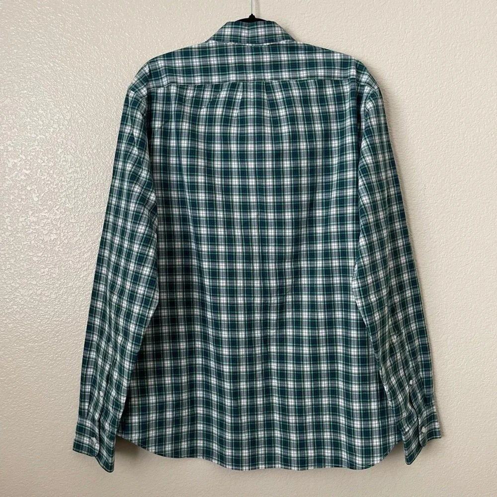 J. Crew Shirt Mens Large Green Blue Plaid‎ Classic Fit Long Sleeve Button Down